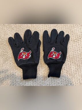 Black Men's Gloves with Red Logo Accent